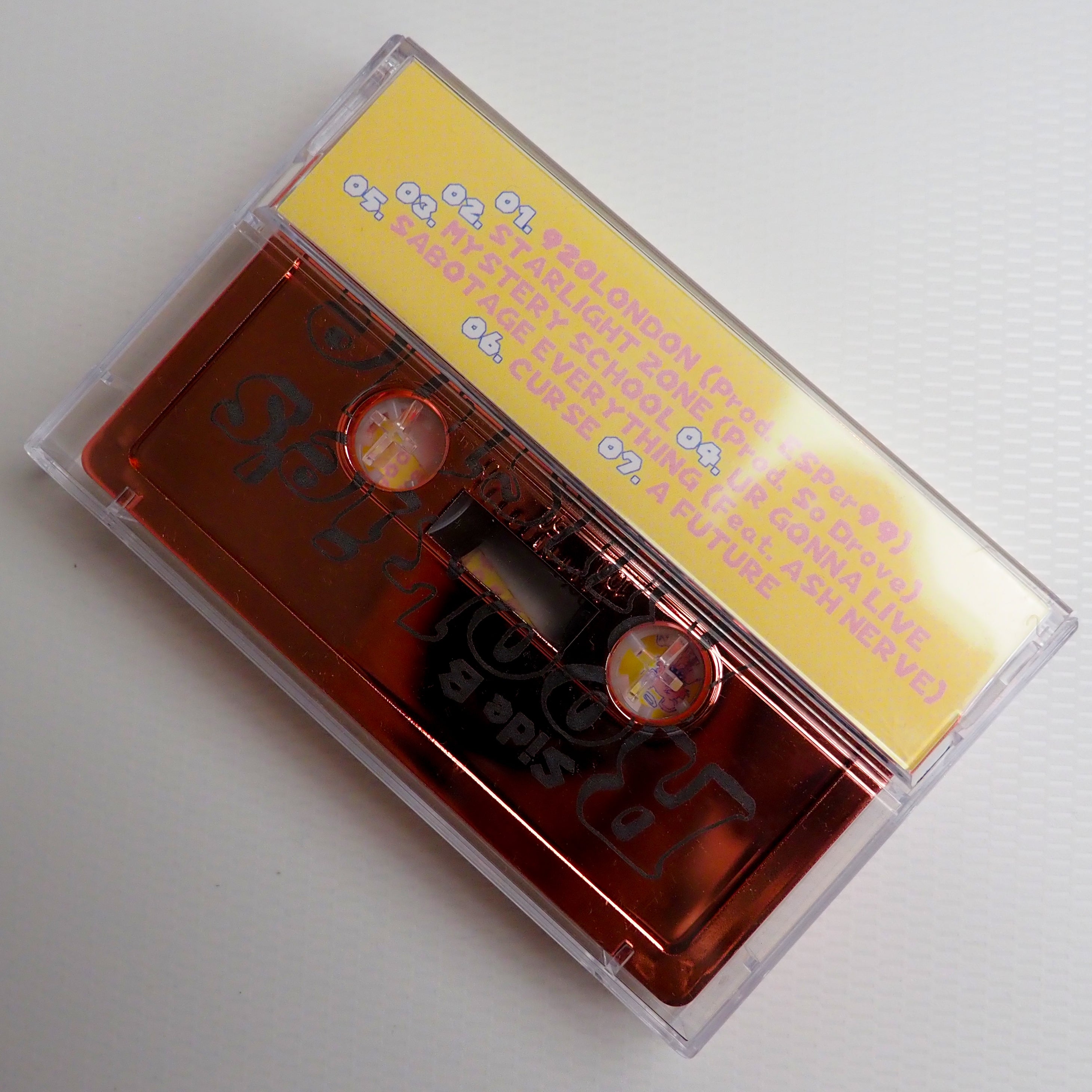 Cassette tape case for "Rookie's bustle" with a yellow label on a white background